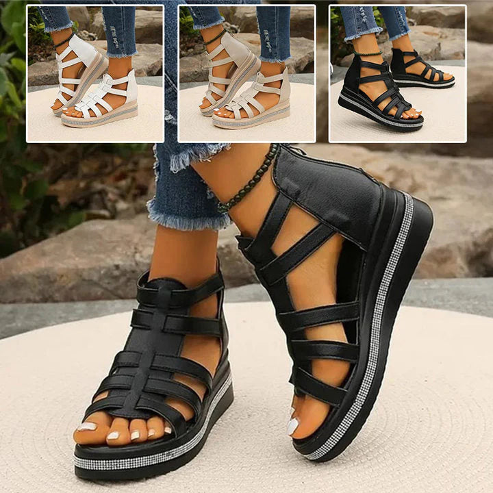 The Liora — Midnight Wedge Sandals