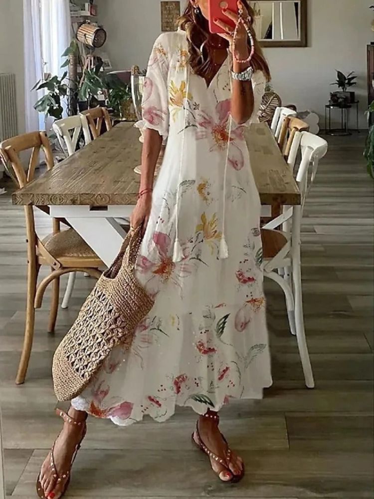 Élodie™ — Robe maxi florale en velours avec élégance