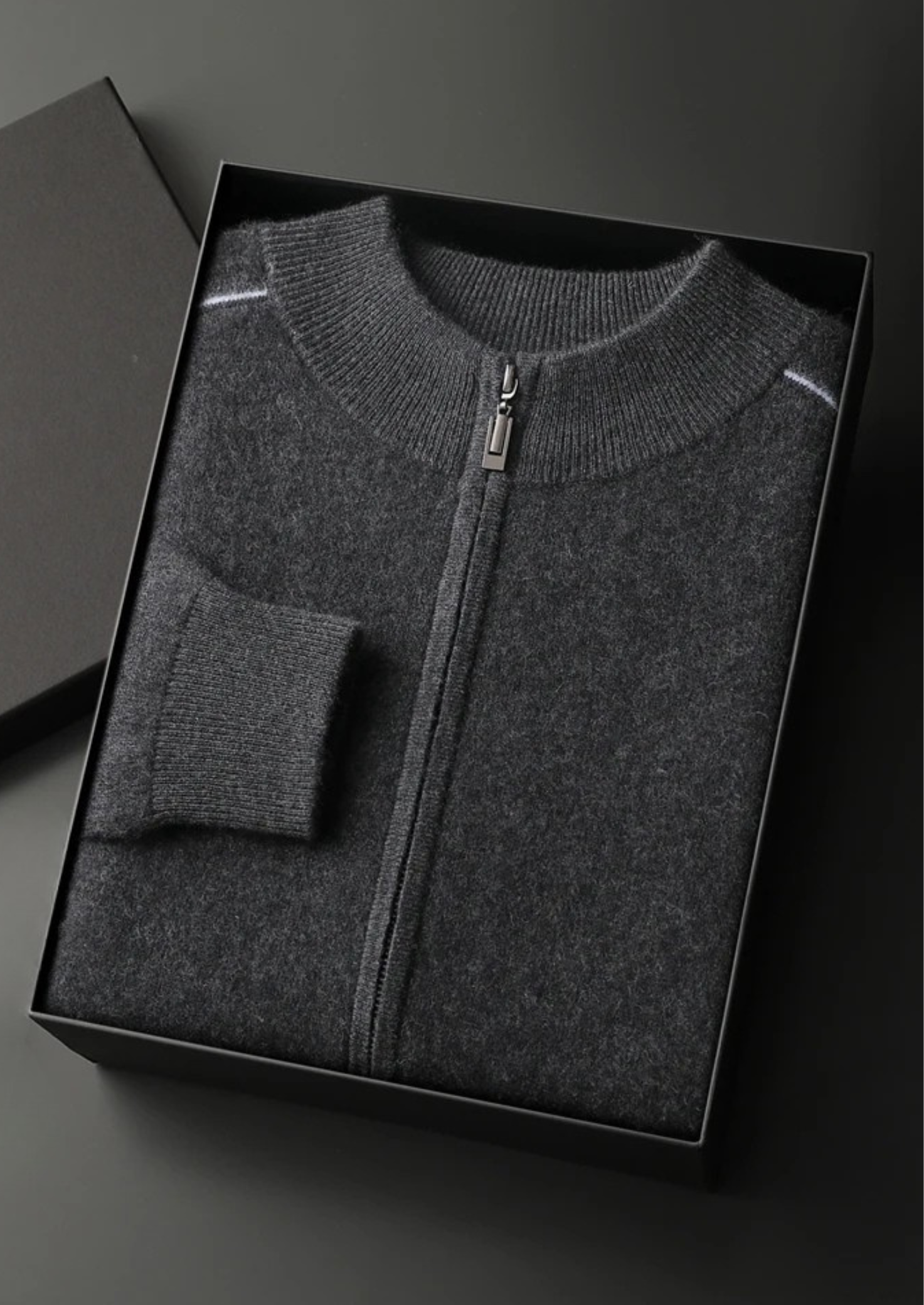 Cardigan zippé bicolore en cachemire premium