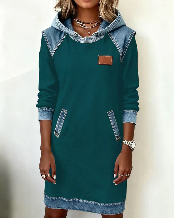 Alexa | Robe sweat à capuche confortable avec contraste