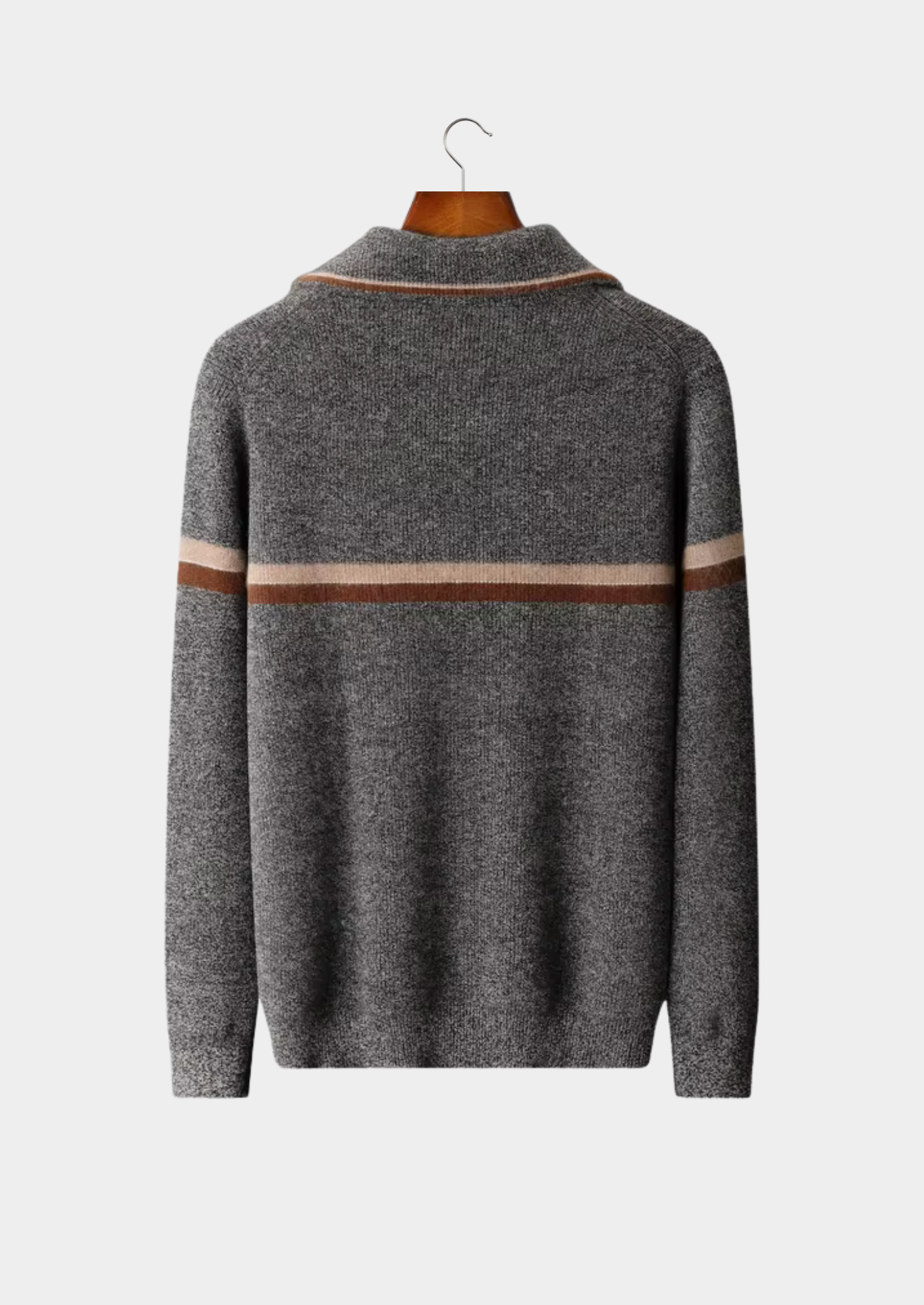 Cardigan rayé zippé en cachemire pur