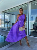 ELLA | Robe midi à design plissé asymétrique