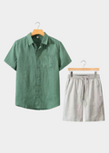 ENSEMBLE D'ÉTÉ DOLCEVITA MANCHES COURTES - BEIGE/VERT