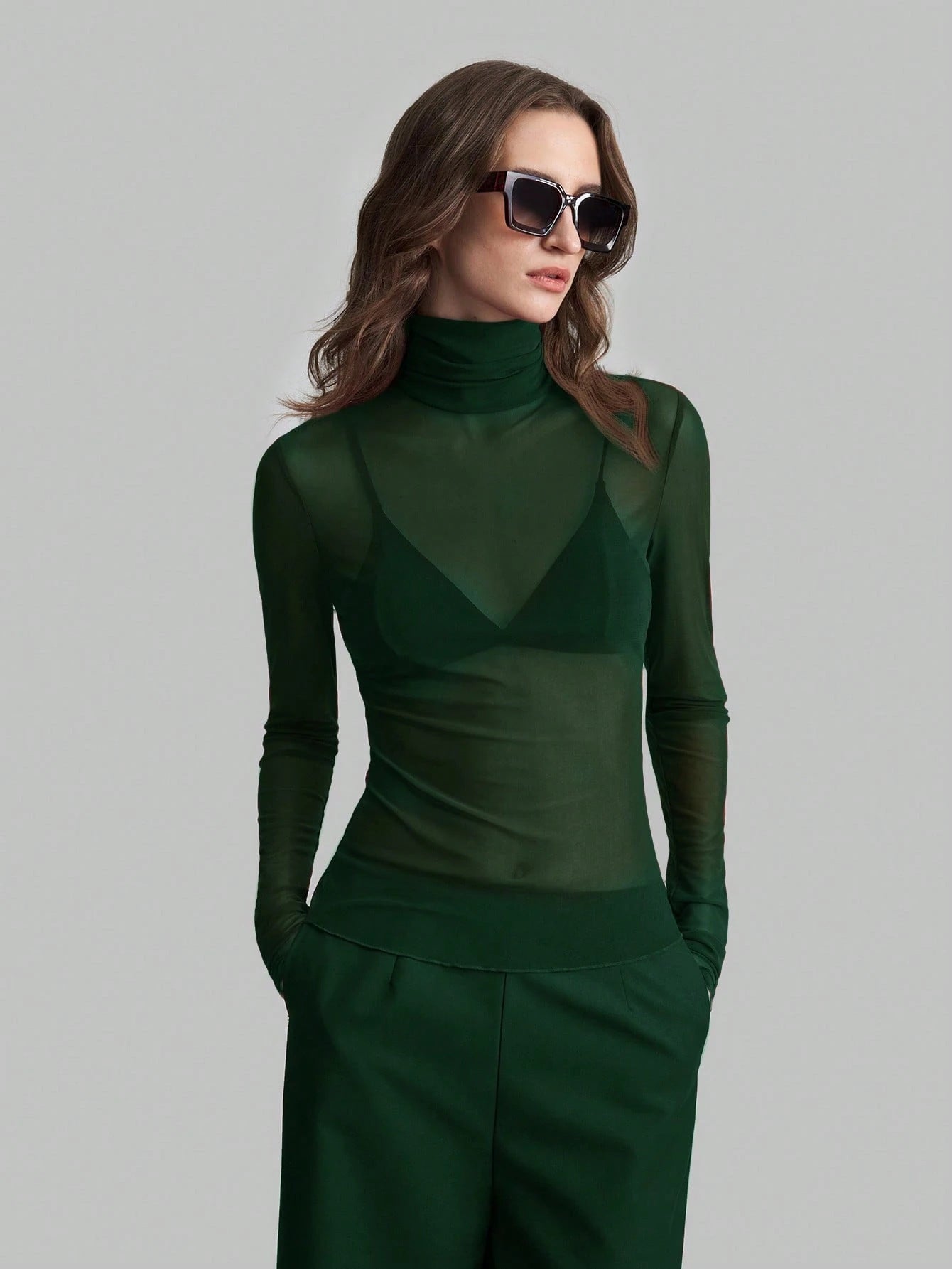 The Elara Mesh — Noir Transparent Turtleneck