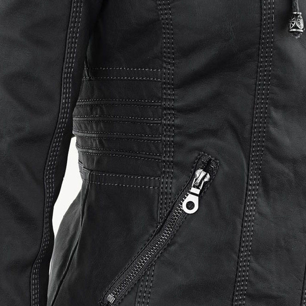 The Oren — Noir Hooded Leather Jacket