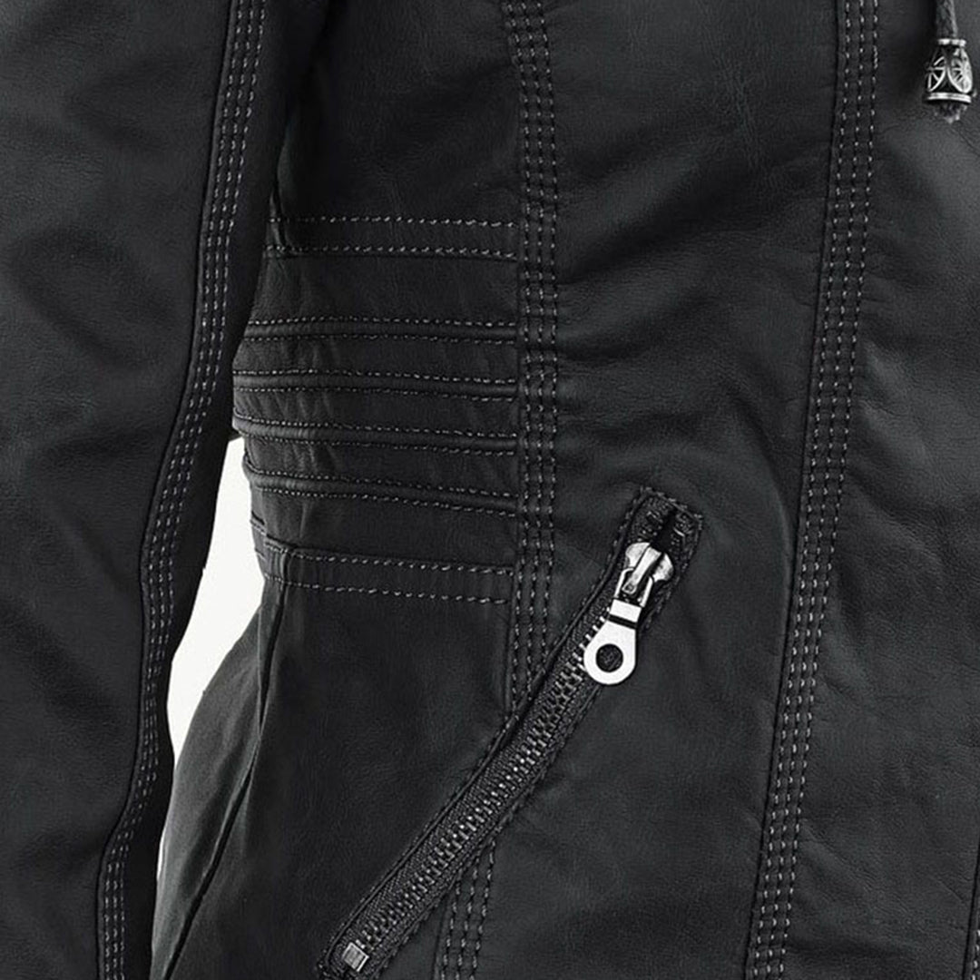 The Oren — Noir Hooded Leather Jacket
