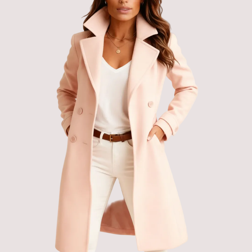 The Liora Coat — Graphite Double-Breasted Wool Blend