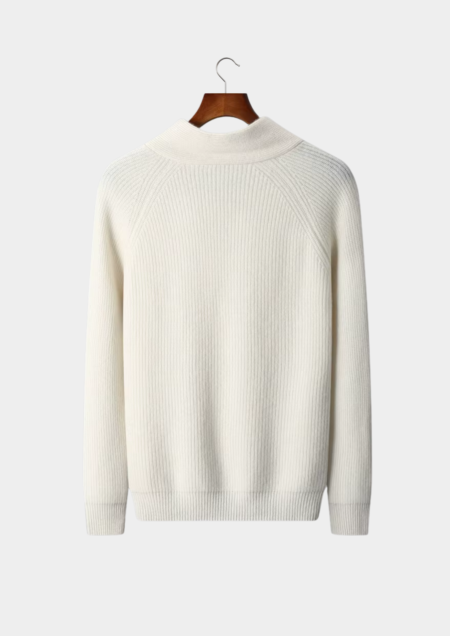Pull côtelé en cachemire premium à col en V
