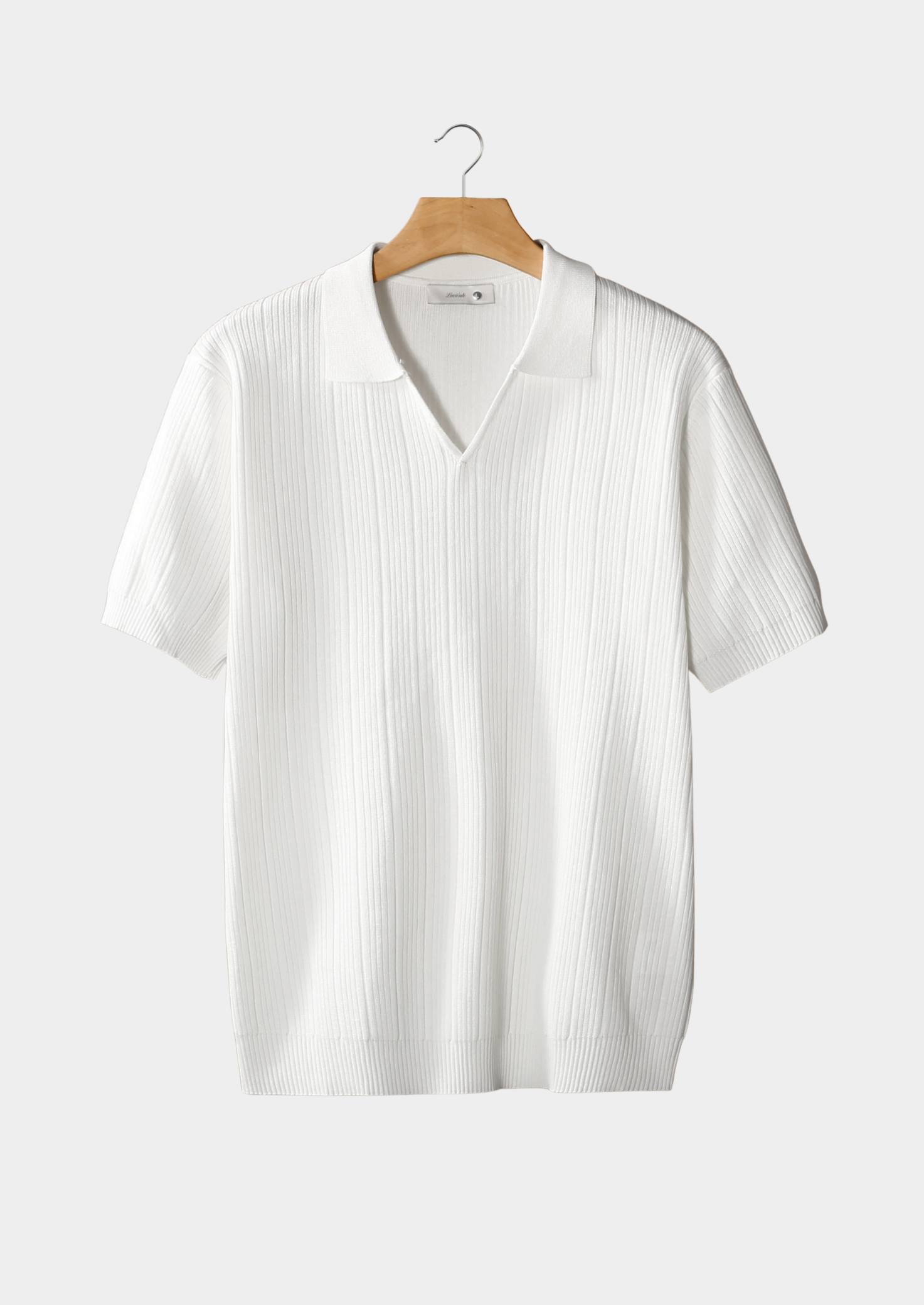 Polo blanc côtelé à col ouvert