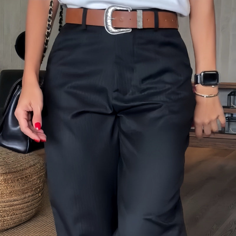 Silja Trousers — Slate Straight-Leg Tailoring