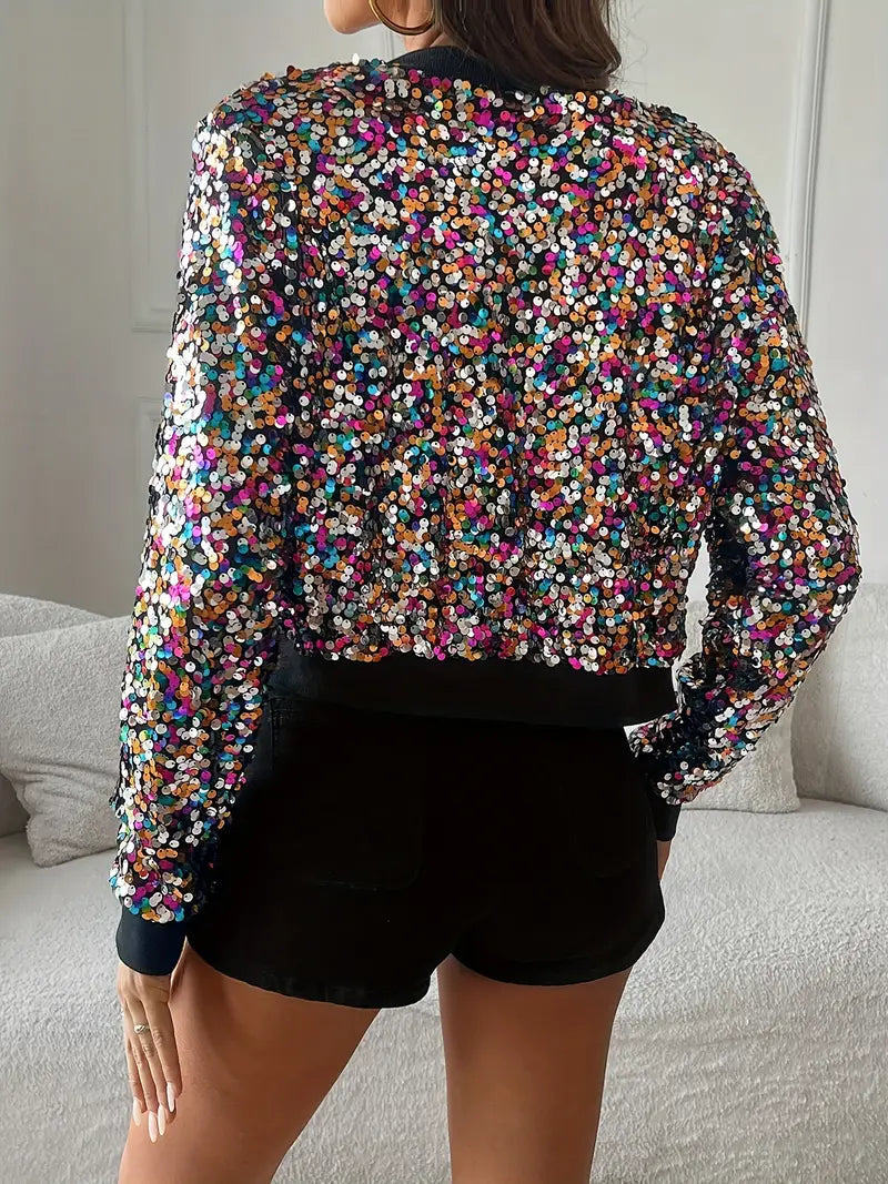 The Liora — Midnight Sequin Bomber