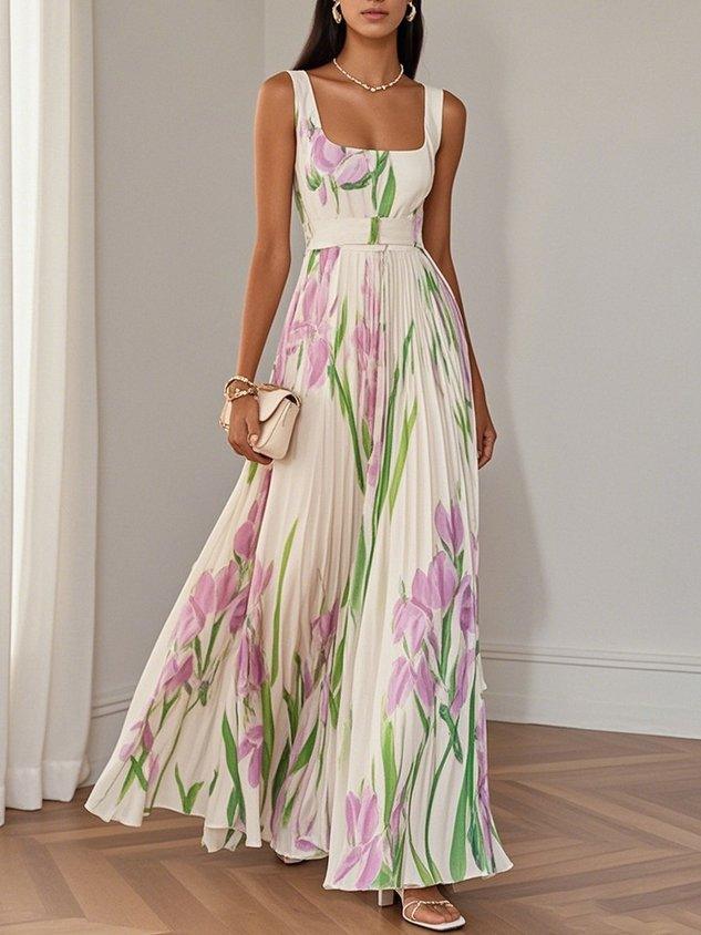 Yara™ - Robe maxi plissée en chiffon
