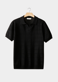 Polo en maille noire à motifs sans boutons