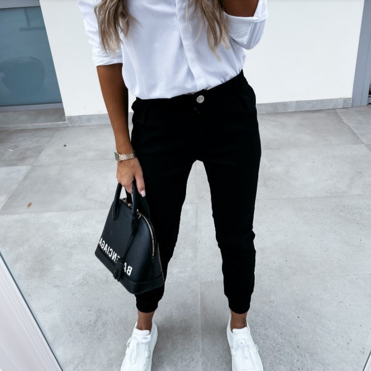 The Liora Crop — Khaki Slim Trousers