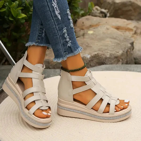 The Liora — Midnight Wedge Sandals