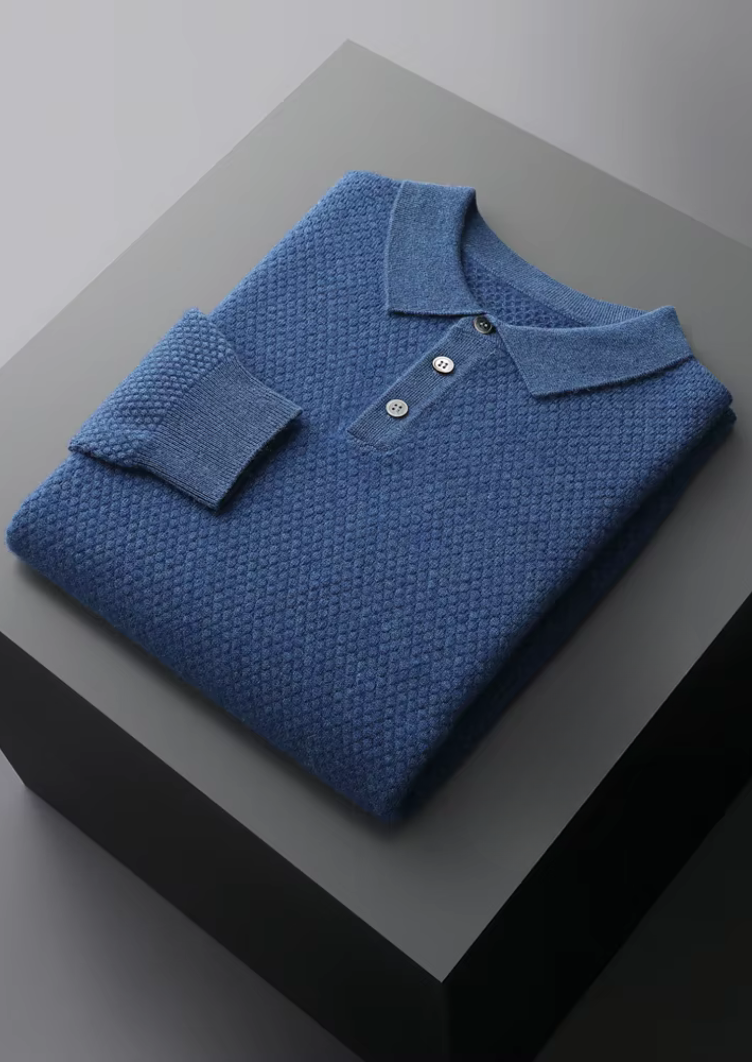 Pull polo texturé en cachemire premium