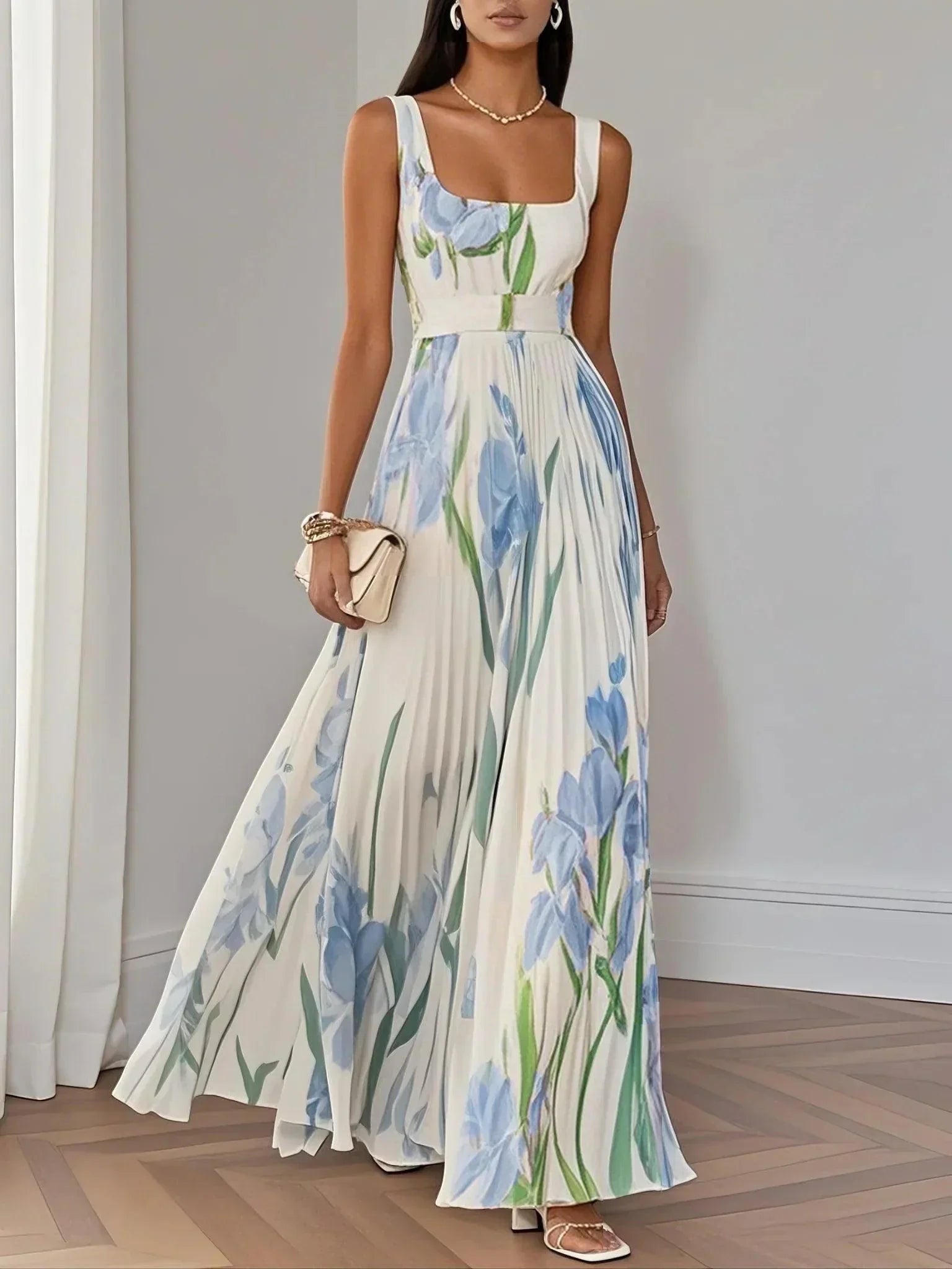 Yara™ - Robe maxi plissée en chiffon