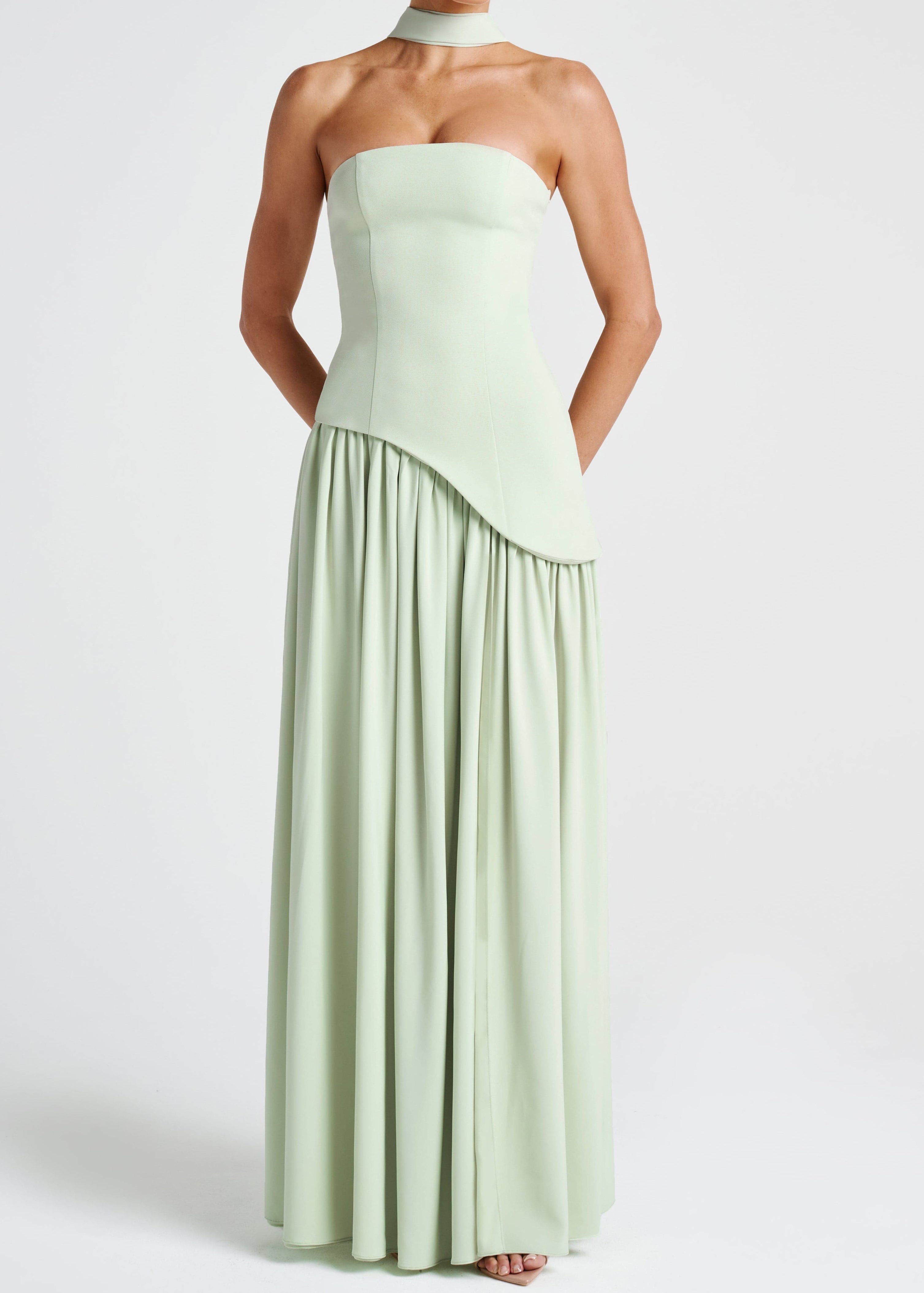 LINA | Robe longue bustier avec fente haute