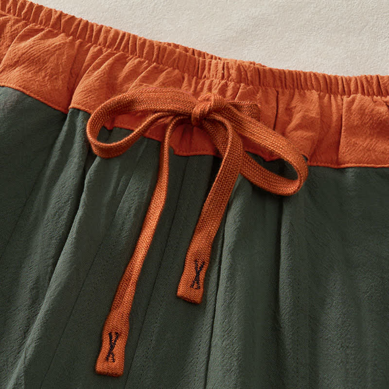 Pantalon Harem Décontracté en Coton à Cordon, Uni, avec Poches, Printemps, Femme, Style Pierres de Bouddha