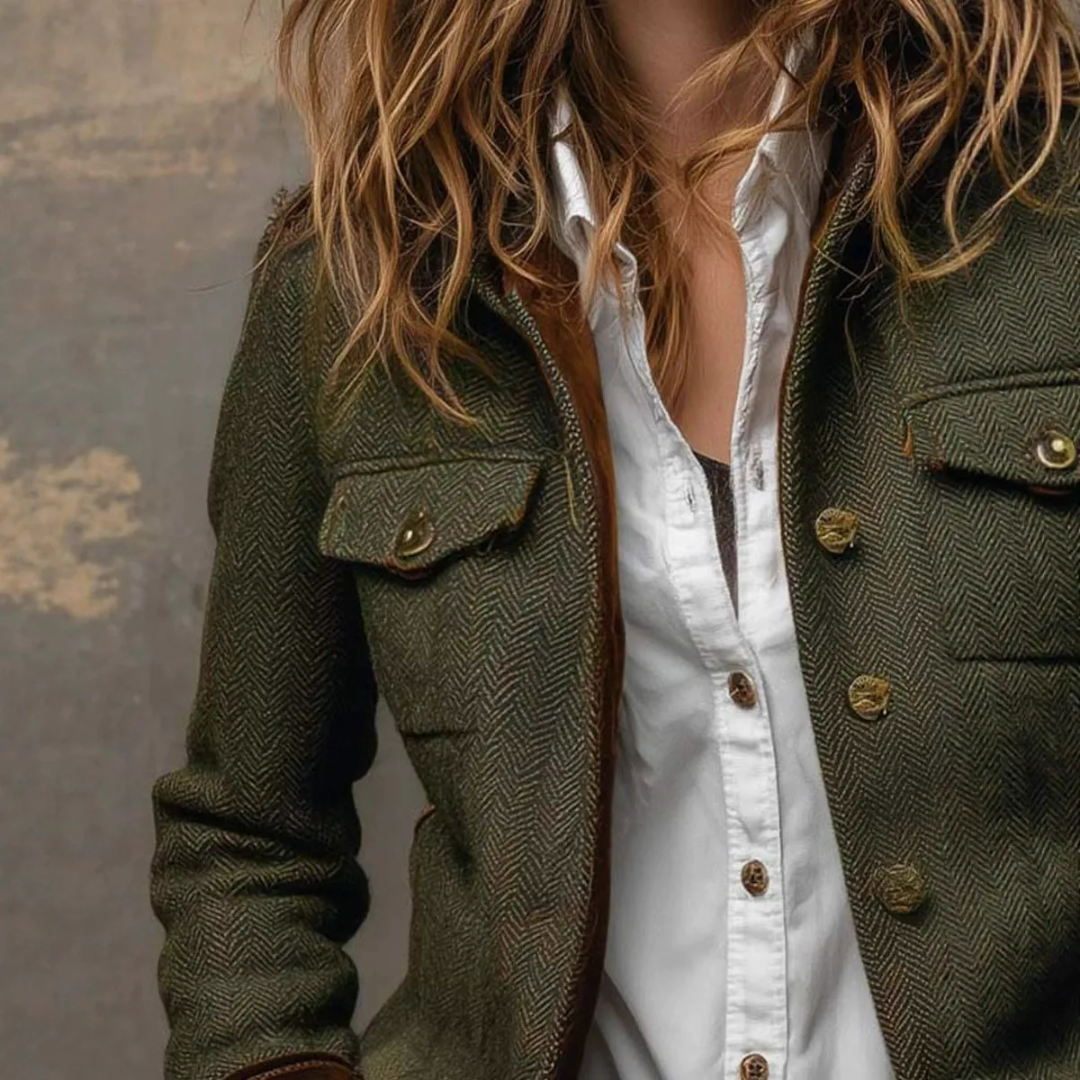 The Lyra — Velvet-Cuff Blazer in Moss