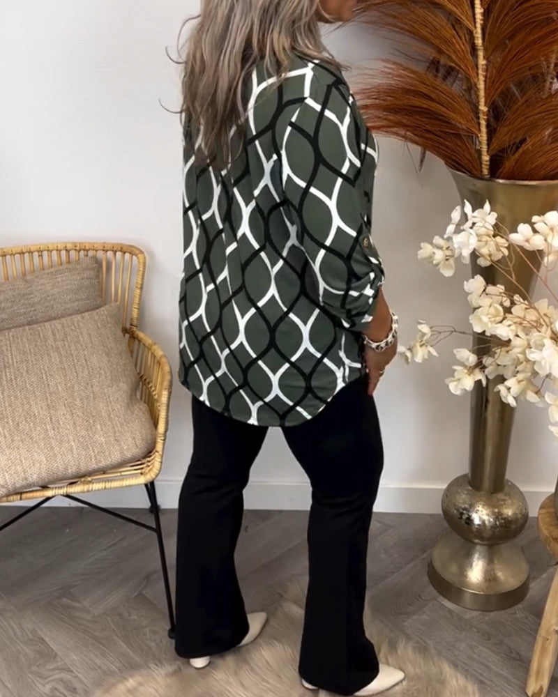 Liora Blouse — Moss Patterned Viscose