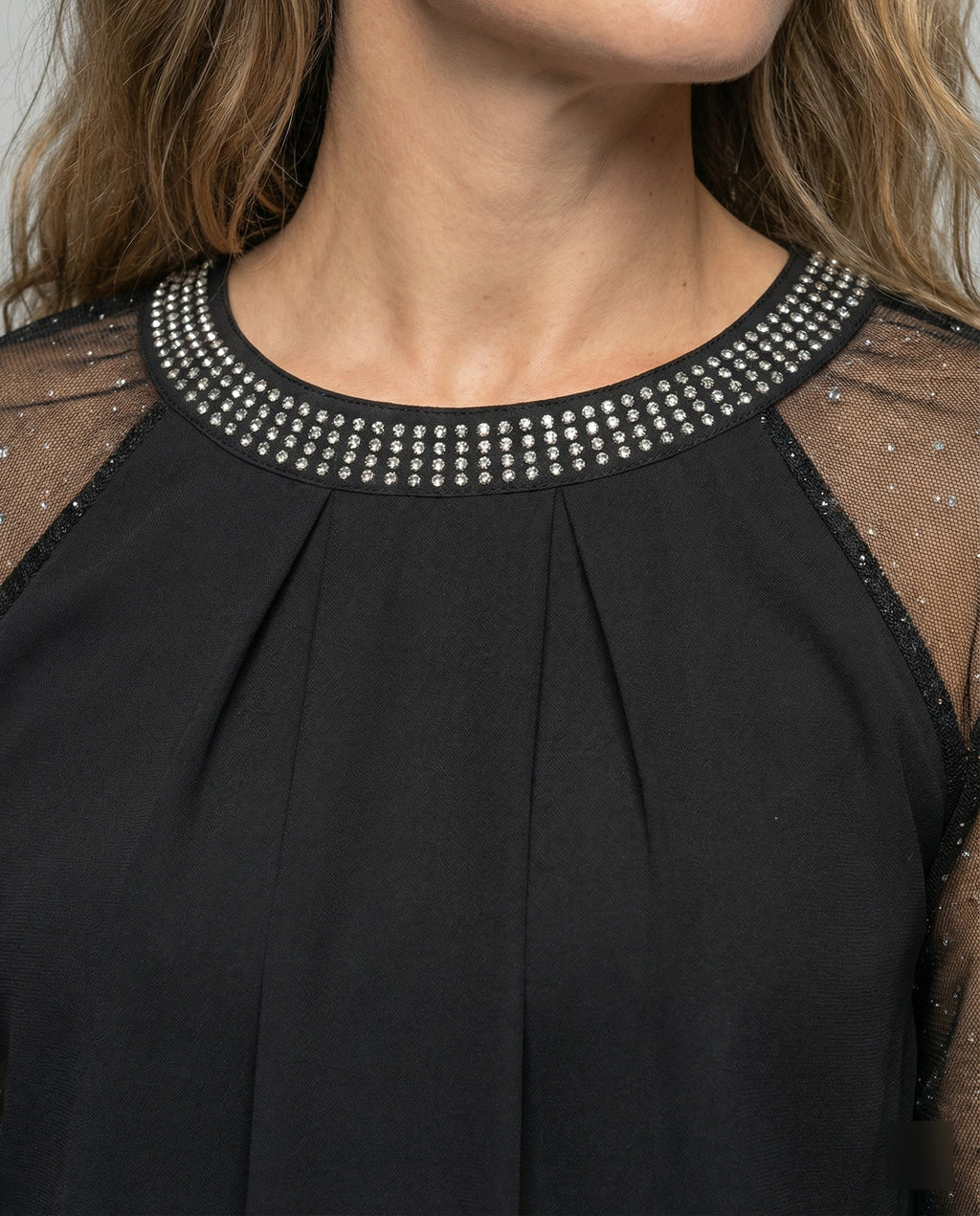 Liora Top — Midnight Mesh & Sequin