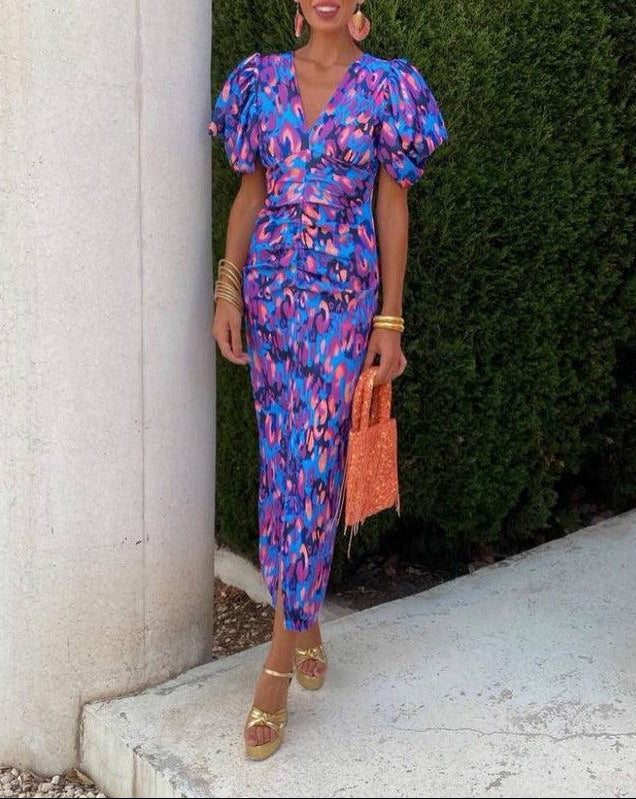 Noor™ - Robe Midi à Manches Bouffantes