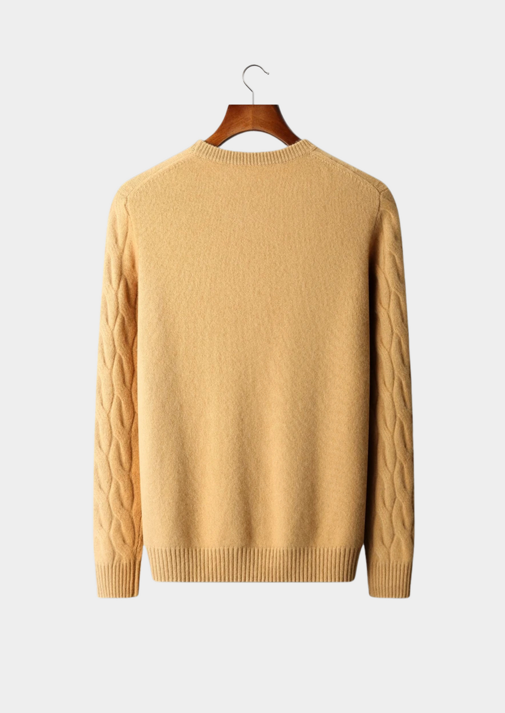 Pull col rond en cachemire câblé premium