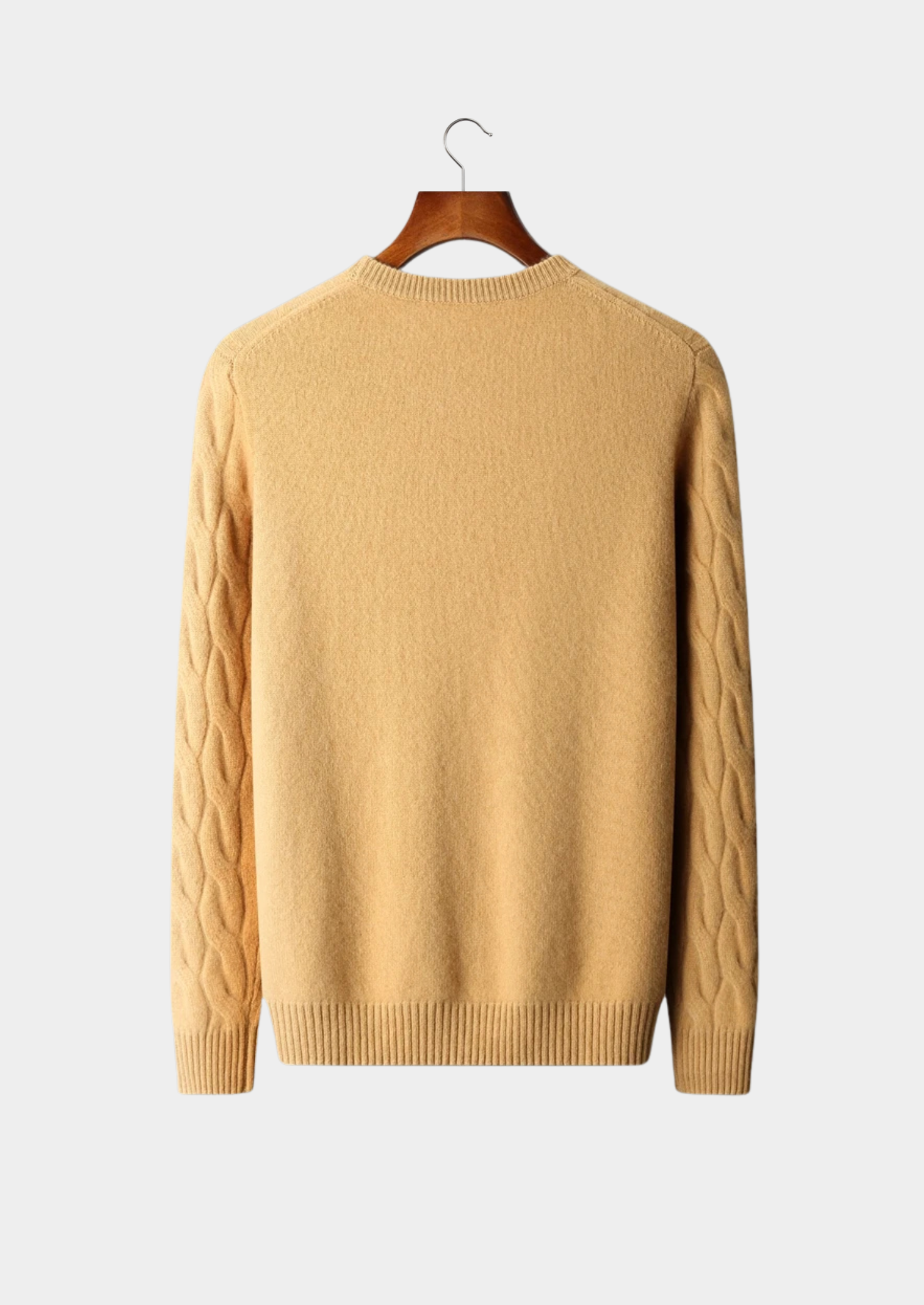 Pull col rond en cachemire câblé premium