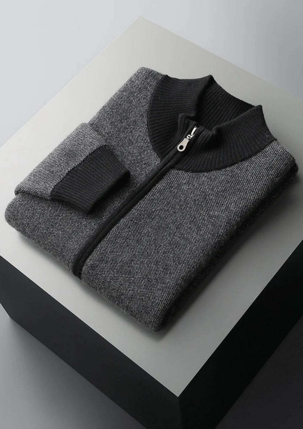 Cardigan en cachemire jacquard premium avec fermeture éclair