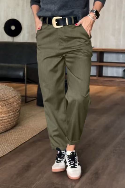 Silja Trousers — Slate Straight-Leg Tailoring
