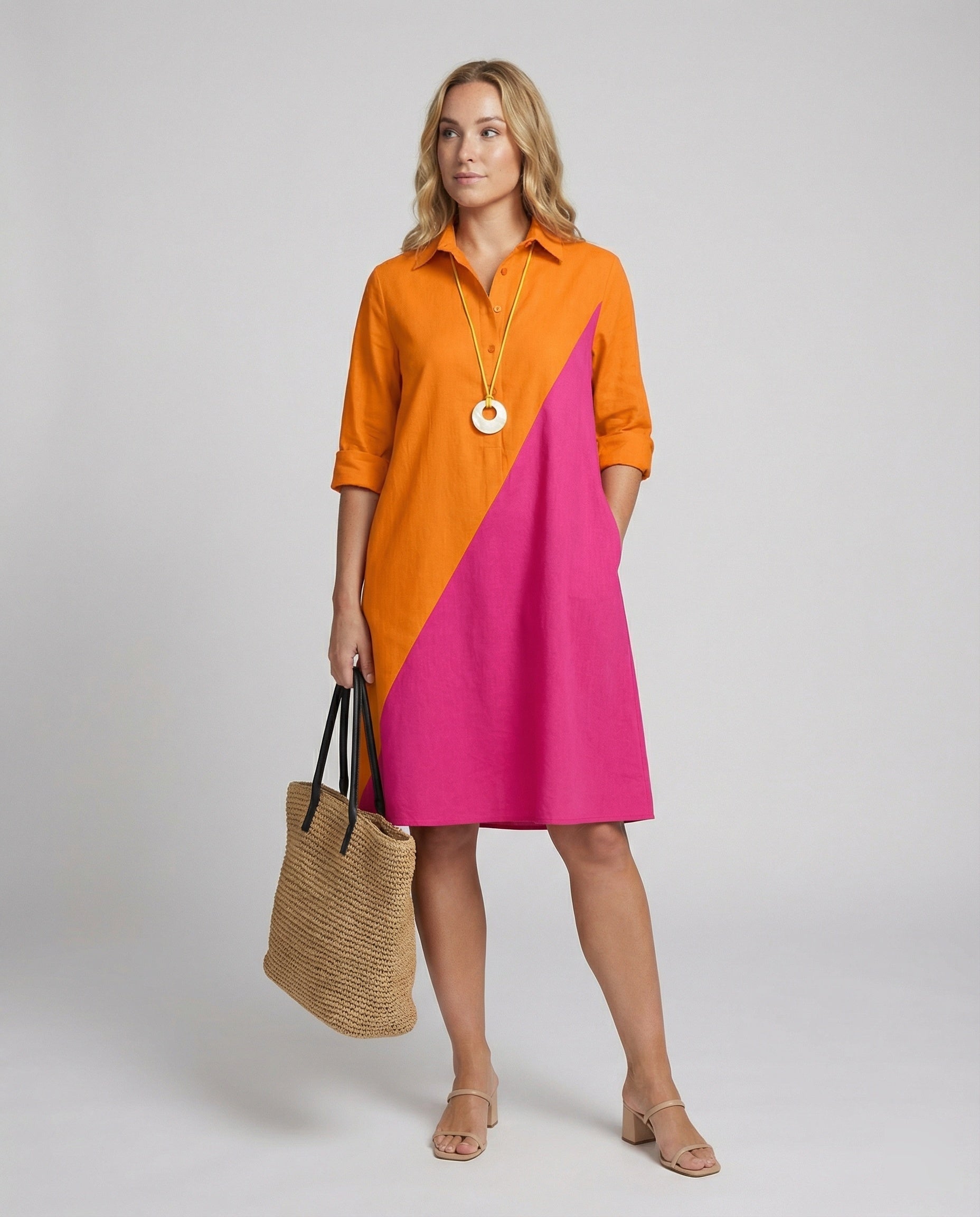 Liora Shirt Dress — Sunset Blush