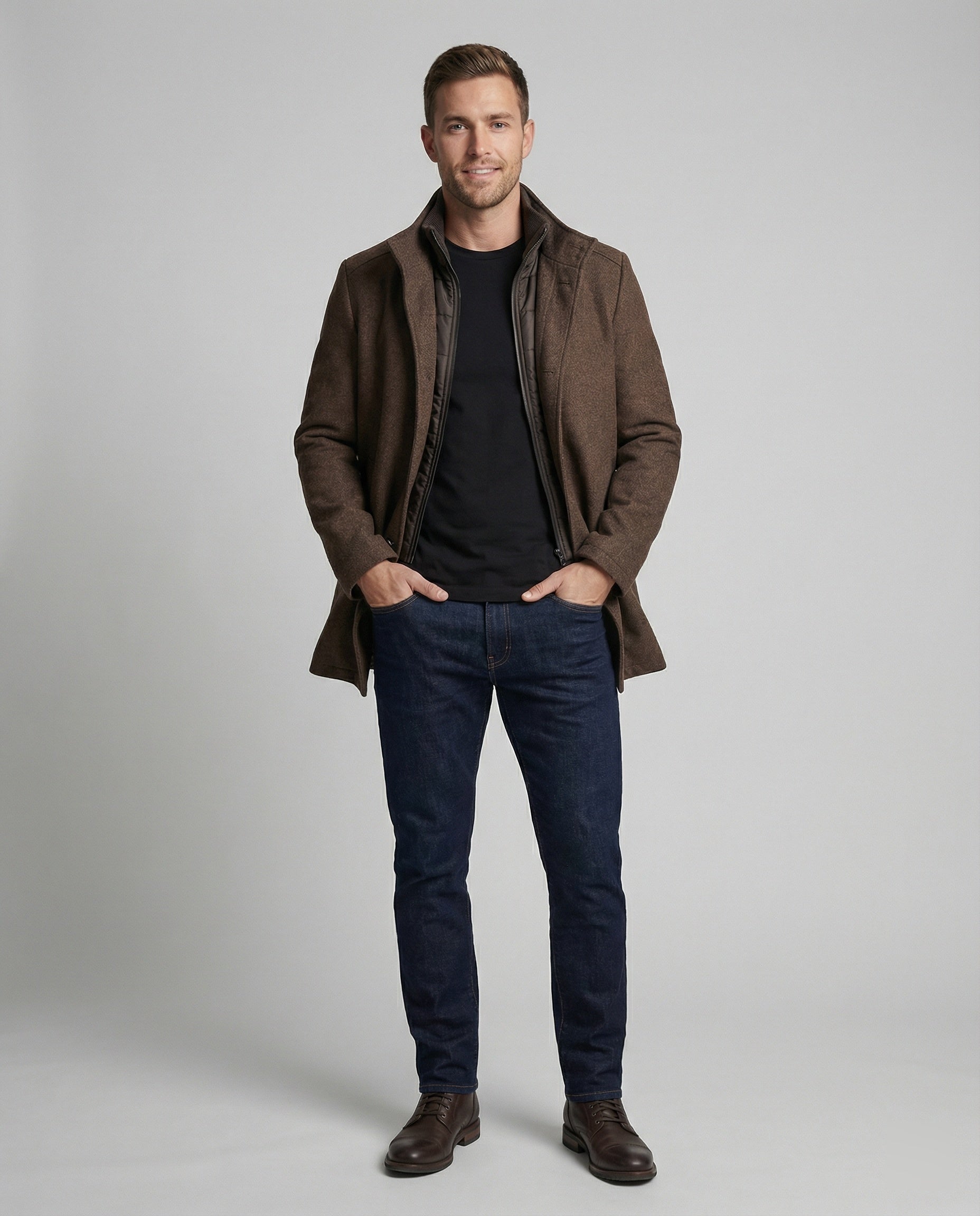 The Alderan Overcoat — Chestnut Wool Blend with Quilted Liner
