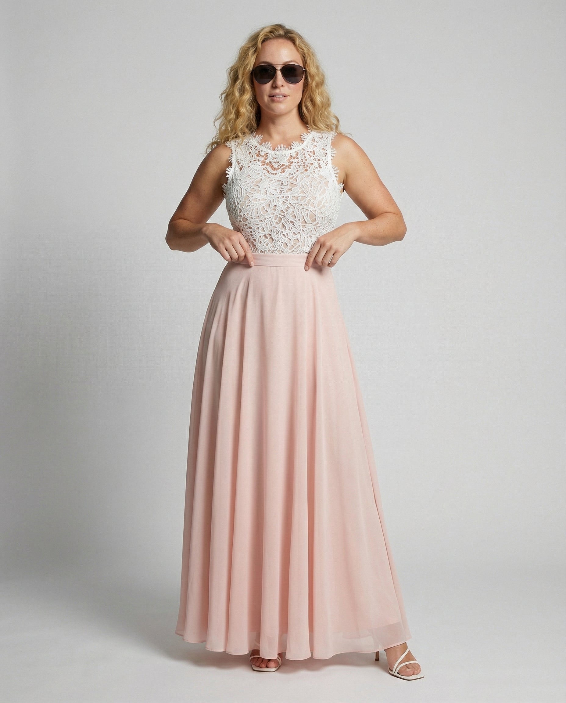 The Elara Maxi — Rose Chiffon & Lace