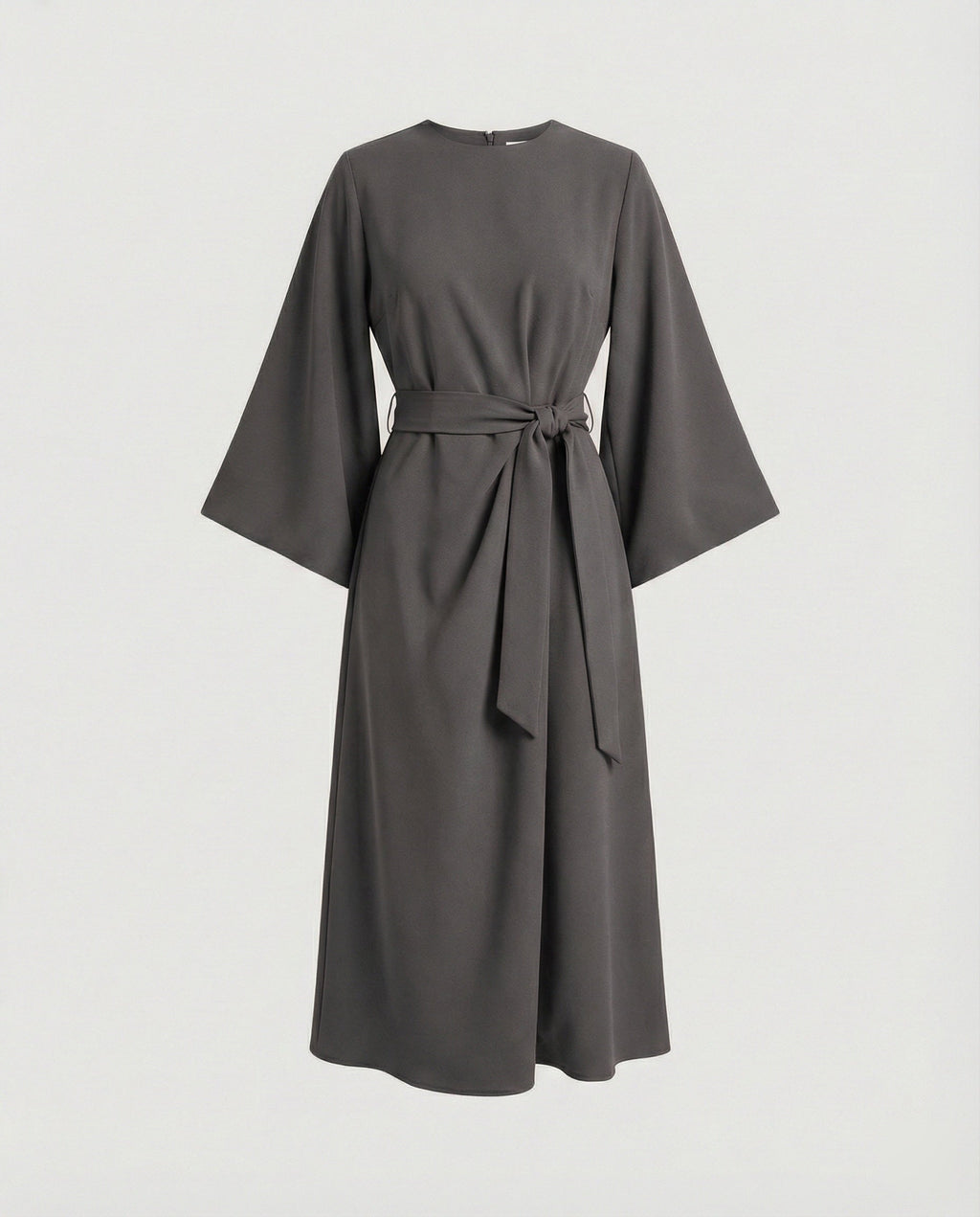 The Esmé — Lantern Sleeve Midi Dress in Rust Brown
