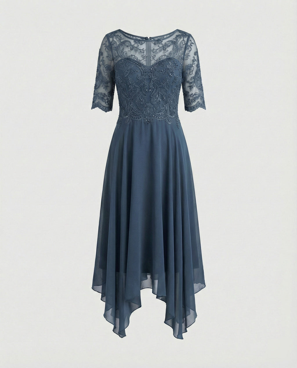 The Liora — Emerald Lace Midi Dress