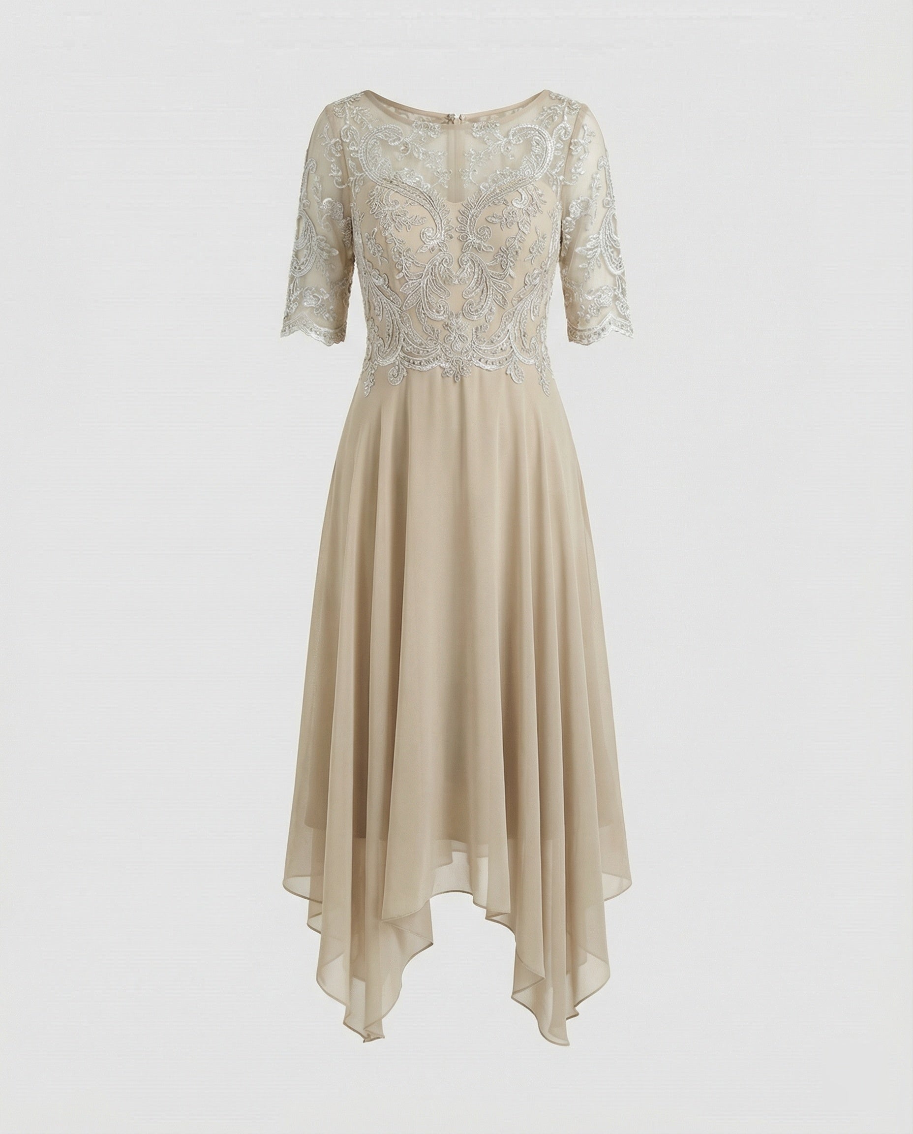 The Liora — Emerald Lace Midi Dress