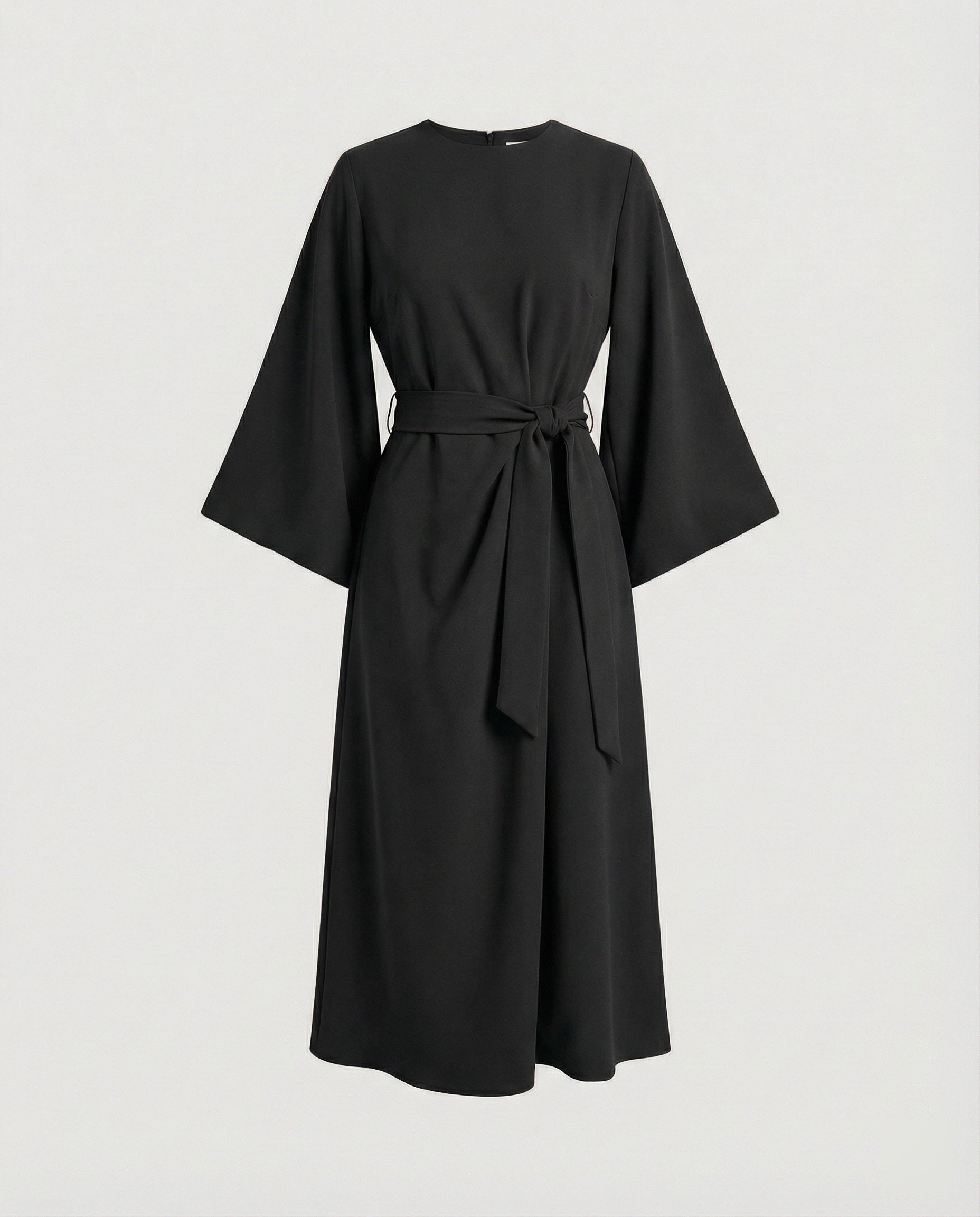 The Esmé — Lantern Sleeve Midi Dress in Rust Brown