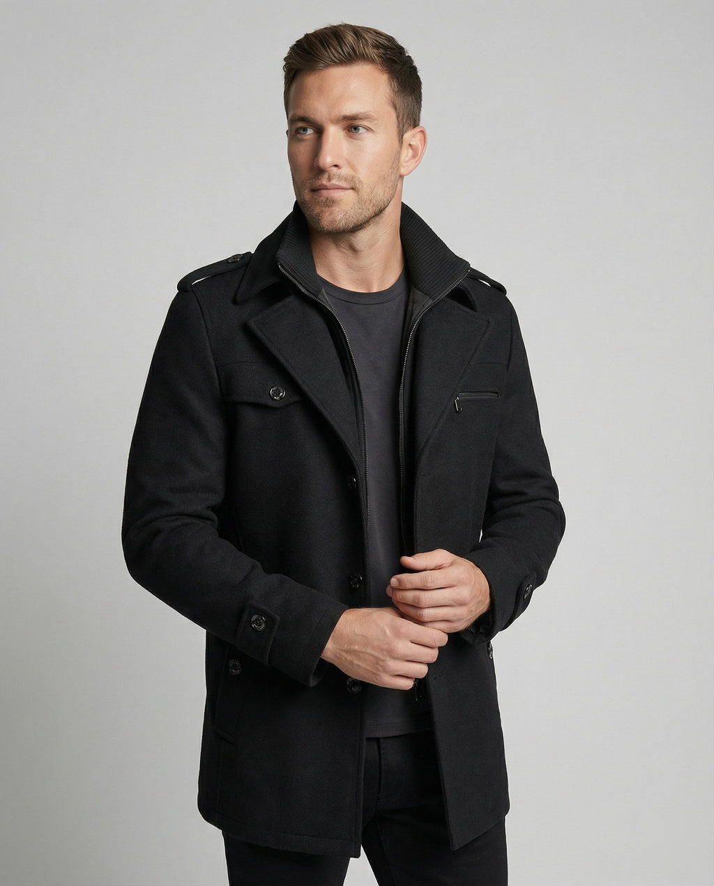 Bernd Field Coat — Onyx Wool Blend